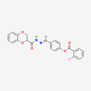 molecular formula C23H17IN2O5 B11103539 4-{(E)-[2-(2,3-dihydro-1,4-benzodioxin-2-ylcarbonyl)hydrazinylidene]methyl}phenyl 2-iodobenzoate 