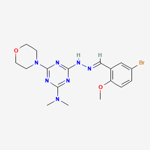 molecular formula C17H22BrN7O2 B11103558 4-[(2E)-2-(5-bromo-2-methoxybenzylidene)hydrazinyl]-N,N-dimethyl-6-(morpholin-4-yl)-1,3,5-triazin-2-amine 