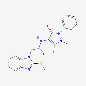 N-(1,5-dimethyl-3-oxo-2-phenyl-2,3-dihydro-1H-pyrazol-4-yl)-2-[2-(methylsulfanyl)-1H-benzimidazol-1-yl]acetamide