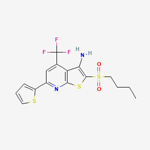 2-(Butylsulfonyl)-6-(thiophen-2-yl)-4-(trifluoromethyl)thieno[2,3-b]pyridin-3-amine