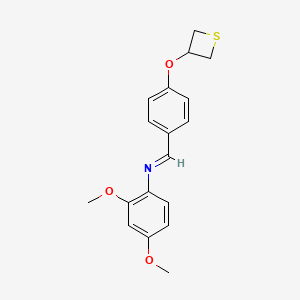 molecular formula C18H19NO3S B11103590 2,4-dimethoxy-N-{(E)-[4-(thietan-3-yloxy)phenyl]methylidene}aniline 