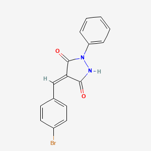 molecular formula C16H11BrN2O2 B11103596 4-(4-Bromobenzylidene)-1-phenylpyrazolidine-3,5-dione 