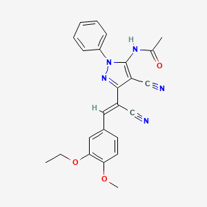 N-{4-cyano-3-[(Z)-1-cyano-2-(3-ethoxy-4-methoxyphenyl)ethenyl]-1-phenyl-1H-pyrazol-5-yl}acetamide