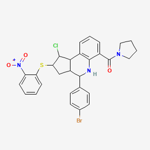 {4-(4-bromophenyl)-1-chloro-2-[(2-nitrophenyl)sulfanyl]-2,3,3a,4,5,9b-hexahydro-1H-cyclopenta[c]quinolin-6-yl}(pyrrolidin-1-yl)methanone