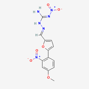 molecular formula C13H12N6O6 B11103622 (2E)-2-{[5-(4-methoxy-2-nitrophenyl)furan-2-yl]methylidene}-N'-nitrohydrazinecarboximidamide 