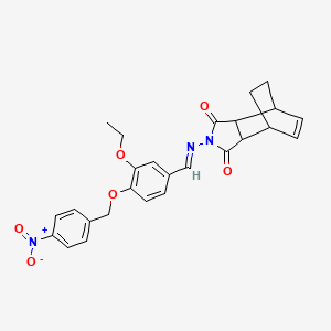 2-{[(E)-{3-ethoxy-4-[(4-nitrobenzyl)oxy]phenyl}methylidene]amino}-3a,4,7,7a-tetrahydro-1H-4,7-ethanoisoindole-1,3(2H)-dione