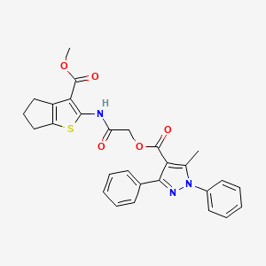 2-{[3-(methoxycarbonyl)-5,6-dihydro-4H-cyclopenta[b]thiophen-2-yl]amino}-2-oxoethyl 5-methyl-1,3-diphenyl-1H-pyrazole-4-carboxylate