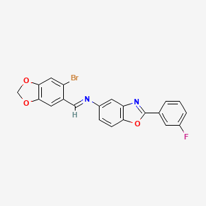 N-[(E)-(6-bromo-1,3-benzodioxol-5-yl)methylidene]-2-(3-fluorophenyl)-1,3-benzoxazol-5-amine