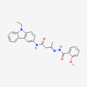 molecular formula C26H26N4O3 B11103681 (3E)-N-(9-ethyl-9H-carbazol-3-yl)-3-{2-[(2-methoxyphenyl)carbonyl]hydrazinylidene}butanamide 