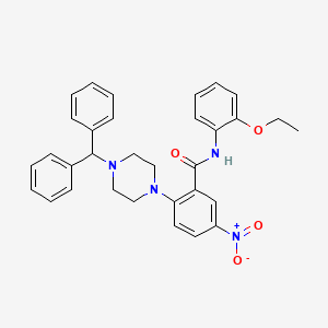 2-[4-(diphenylmethyl)piperazin-1-yl]-N-(2-ethoxyphenyl)-5-nitrobenzamide