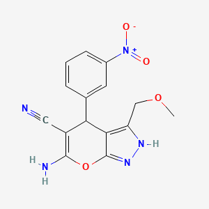 molecular formula C15H13N5O4 B11103717 6-Amino-3-(methoxymethyl)-4-(3-nitrophenyl)-1,4-dihydropyrano[2,3-c]pyrazole-5-carbonitrile 