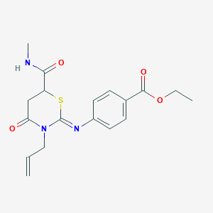 ethyl 4-{[(2Z)-6-(methylcarbamoyl)-4-oxo-3-(prop-2-en-1-yl)-1,3-thiazinan-2-ylidene]amino}benzoate