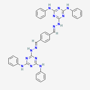 molecular formula C38H32N14 B11103792 Terephthalaldehyde 1,4-bis(4,6-dianilino-1,3,5-triazin-2-YL)dihydrazone 