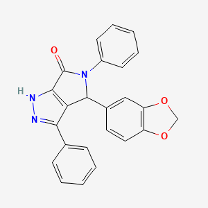 molecular formula C24H17N3O3 B11103825 4-(1,3-benzodioxol-5-yl)-3,5-diphenyl-4,5-dihydropyrrolo[3,4-c]pyrazol-6(1H)-one 