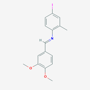 molecular formula C16H16INO2 B11103846 N-[(E)-(3,4-dimethoxyphenyl)methylidene]-4-iodo-2-methylaniline 