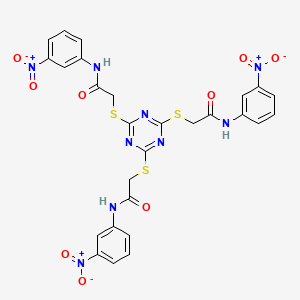 molecular formula C27H21N9O9S3 B11103933 2-[(4,6-Bis{[2-(3-nitroanilino)-2-oxoethyl]sulfanyl}-1,3,5-triazin-2-YL)sulfanyl]-N-(3-nitrophenyl)acetamide 