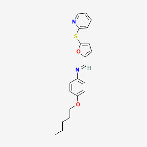 4-(pentyloxy)-N-{(E)-[5-(pyridin-2-ylsulfanyl)furan-2-yl]methylidene}aniline