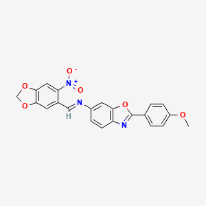 2-(4-methoxyphenyl)-N-[(E)-(6-nitro-1,3-benzodioxol-5-yl)methylidene]-1,3-benzoxazol-6-amine