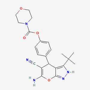 4-(6-Amino-3-tert-butyl-5-cyano-1,4-dihydropyrano[2,3-c]pyrazol-4-yl)phenyl morpholine-4-carboxylate