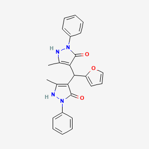 molecular formula C25H22N4O3 B11104063 4,4'-(furan-2-ylmethanediyl)bis(3-methyl-1-phenyl-1H-pyrazol-5-ol) 