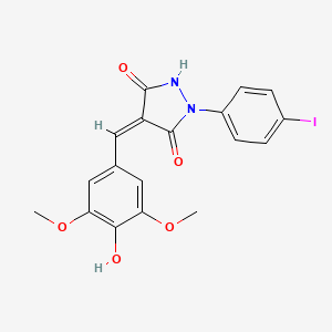 molecular formula C18H15IN2O5 B11104088 (4Z)-4-(4-hydroxy-3,5-dimethoxybenzylidene)-1-(4-iodophenyl)pyrazolidine-3,5-dione 