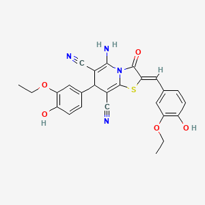 (2Z)-5-amino-2-(3-ethoxy-4-hydroxybenzylidene)-7-(3-ethoxy-4-hydroxyphenyl)-3-oxo-2,3-dihydro-7H-[1,3]thiazolo[3,2-a]pyridine-6,8-dicarbonitrile