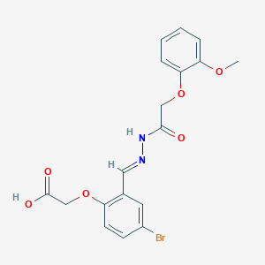 molecular formula C18H17BrN2O6 B11104114 {4-bromo-2-[(E)-{2-[(2-methoxyphenoxy)acetyl]hydrazinylidene}methyl]phenoxy}acetic acid 