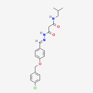 molecular formula C21H24ClN3O3 B11104133 3-[(2E)-2-{4-[(4-chlorobenzyl)oxy]benzylidene}hydrazinyl]-N-(2-methylpropyl)-3-oxopropanamide 