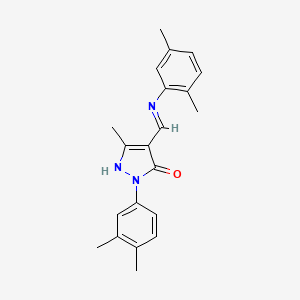 molecular formula C21H23N3O B11104160 2-(3,4-dimethylphenyl)-4-{[(2,5-dimethylphenyl)amino]methylidene}-5-methyl-2,4-dihydro-3H-pyrazol-3-one 