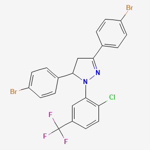 molecular formula C22H14Br2ClF3N2 B11104167 3,5-bis(4-bromophenyl)-1-[2-chloro-5-(trifluoromethyl)phenyl]-4,5-dihydro-1H-pyrazole 