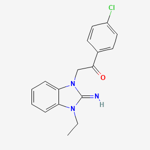 molecular formula C17H16ClN3O B11104172 1-(4-chlorophenyl)-2-(3-ethyl-2-imino-2,3-dihydro-1H-benzimidazol-1-yl)ethanone 