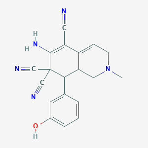 6-Amino-5,7-dicyano-8-(3-hydroxyphenyl)-2-methyl-2,3,8,8A-tetrahydro-7(1H)-isoquinolinyl cyanide