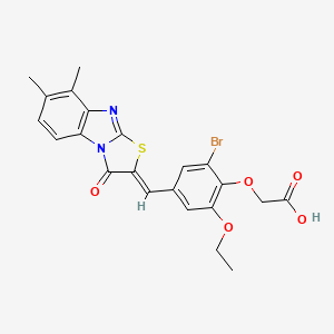 {2-bromo-4-[(Z)-(7,8-dimethyl-3-oxo[1,3]thiazolo[3,2-a]benzimidazol-2(3H)-ylidene)methyl]-6-ethoxyphenoxy}acetic acid