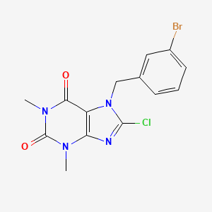 molecular formula C14H12BrClN4O2 B11104199 7-(3-Bromobenzyl)-8-chloro-1,3-dimethyl-3,7-dihydro-1H-purine-2,6-dione 