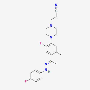 3-[4-(2-fluoro-4-{(1E)-1-[2-(4-fluorophenyl)hydrazinylidene]ethyl}-5-methylphenyl)piperazin-1-yl]propanenitrile