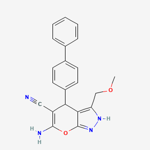 6-Amino-4-(biphenyl-4-yl)-3-(methoxymethyl)-1,4-dihydropyrano[2,3-c]pyrazole-5-carbonitrile