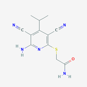 2-{[6-Amino-3,5-dicyano-4-(propan-2-yl)pyridin-2-yl]sulfanyl}acetamide