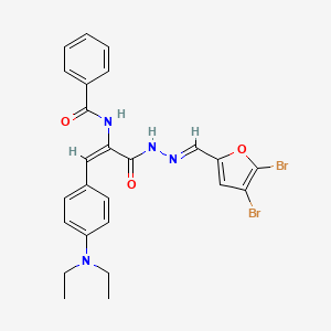 molecular formula C25H24Br2N4O3 B11104263 N-{(1E)-3-{(2E)-2-[(4,5-dibromofuran-2-yl)methylidene]hydrazinyl}-1-[4-(diethylamino)phenyl]-3-oxoprop-1-en-2-yl}benzamide 