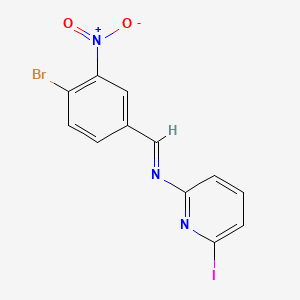 molecular formula C12H7BrIN3O2 B11104276 N-[(E)-(4-bromo-3-nitrophenyl)methylidene]-6-iodopyridin-2-amine 