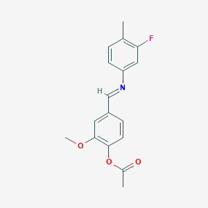 molecular formula C17H16FNO3 B11104289 4-{[(3-Fluoro-4-methylphenyl)imino]methyl}-2-methoxyphenyl acetate 