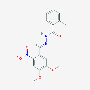 molecular formula C17H17N3O5 B11104293 N'-[(E)-(4,5-Dimethoxy-2-nitrophenyl)methylidene]-2-methylbenzohydrazide 