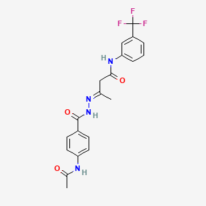 (3E)-3-(2-{[4-(acetylamino)phenyl]carbonyl}hydrazinylidene)-N-[3-(trifluoromethyl)phenyl]butanamide