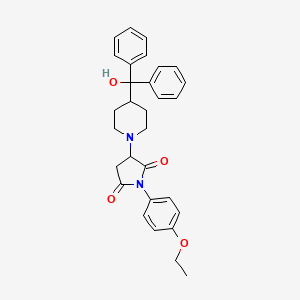 molecular formula C30H32N2O4 B11104339 1-(4-Ethoxyphenyl)-3-{4-[hydroxy(diphenyl)methyl]piperidin-1-yl}pyrrolidine-2,5-dione 