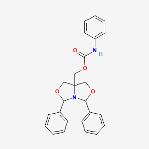 molecular formula C25H24N2O4 B11104394 (3,5-diphenyl-1H-[1,3]oxazolo[3,4-c][1,3]oxazol-7a(7H)-yl)methyl phenylcarbamate 