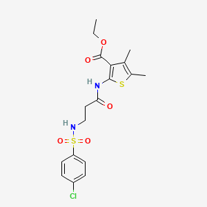 molecular formula C18H21ClN2O5S2 B11104395 ethyl 2-({N-[(4-chlorophenyl)sulfonyl]-beta-alanyl}amino)-4,5-dimethylthiophene-3-carboxylate 