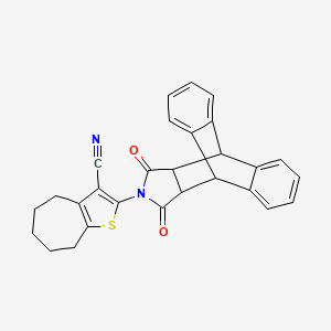 2-(16,18-dioxo-17-azapentacyclo[6.6.5.0~2,7~.0~9,14~.0~15,19~]nonadeca-2,4,6,9,11,13-hexaen-17-yl)-5,6,7,8-tetrahydro-4H-cyclohepta[b]thiophene-3-carbonitrile (non-preferred name)