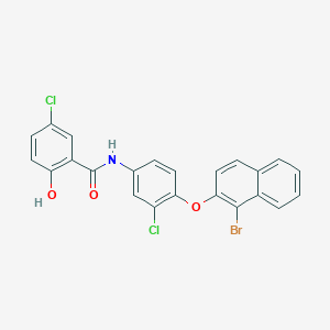 molecular formula C23H14BrCl2NO3 B11104489 N-{4-[(1-bromonaphthalen-2-yl)oxy]-3-chlorophenyl}-5-chloro-2-hydroxybenzamide 