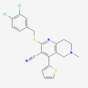 2-[(3,4-Dichlorobenzyl)sulfanyl]-6-methyl-4-(thiophen-2-yl)-5,6,7,8-tetrahydro-1,6-naphthyridine-3-carbonitrile