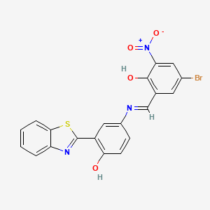 molecular formula C20H12BrN3O4S B11104526 2-[(Z)-{[3-(1,3-benzothiazol-2-yl)-4-hydroxyphenyl]imino}methyl]-4-bromo-6-nitrophenol 