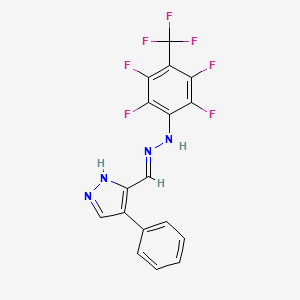 4-phenyl-3-[(E)-{2-[2,3,5,6-tetrafluoro-4-(trifluoromethyl)phenyl]hydrazinylidene}methyl]-1H-pyrazole